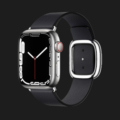 Apple Watch Series 7 41mm Silver Stainless Steel Case with Modern Buckle (Midnight)